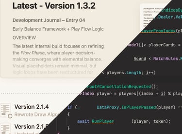 Sohlvian game update notes beside code editor