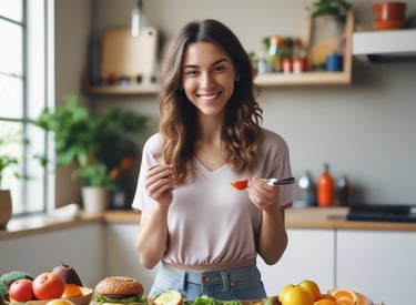 Fresh green smoothie and healthy snacks on a wooden table