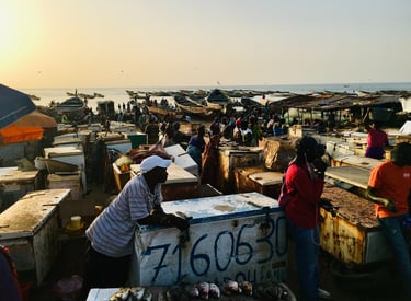 Blick auf einen Fischmarkt in Afrika