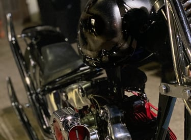Close up photo of motorcycle tank and frame