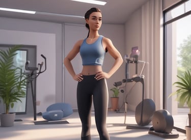 An AI avatar designed as a fitness coach, engaging with users.