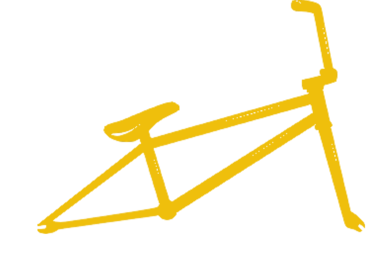le cadre d'un vélo jaune