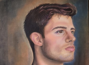 a painting of a man with a shirtless torso
