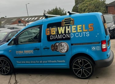 blue g6 wheels company van side profile