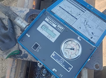 Calibración de martillo hidráulico con equipo DHT