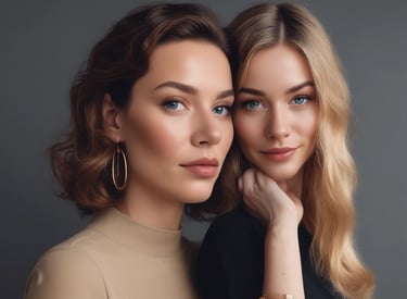 An artistic AI portrait blending professional attire with subtle brand elements.