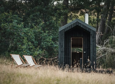 a photo of a wood fired sauna in wales run by shacks 
