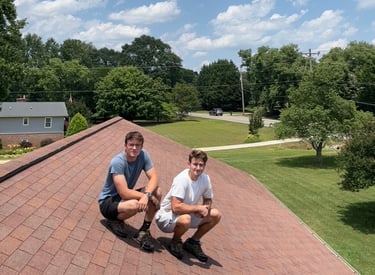 owners of studs gutters sitting on roof