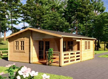 blokhut bouwpakket in de tuin