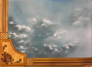 Faux ciel XVII ème réalisé à la peinture à l'huile