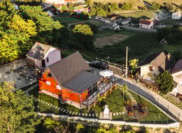 A wooden house in village