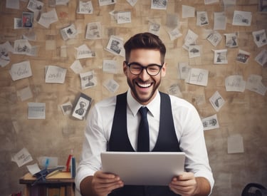 A diverse group of people happily using smartphones outdoors, representing job seekers and employers connecting.