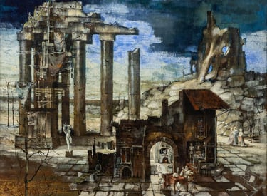 Tableau de René Hansoul "L'alchimiste"