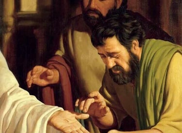 "Reach hither thy finger, and behold my hands; and reach hither thy hand, ...(John 20:27)