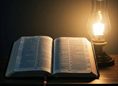 Bible images under light