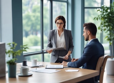 A team collaborating around a laptop, discussing AI-driven call technology.