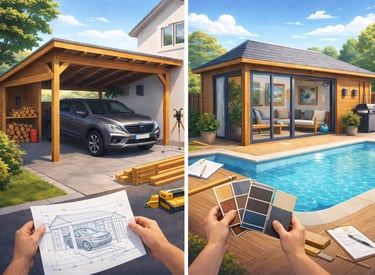 Construction de carport et pool house à Waremme, Hannut, Huy et Liège