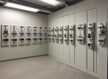 An electrician carefully inspecting wiring in a residential home.