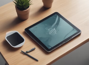 Minimalist workspace with medical textbooks and a laptop displaying Hugo Insights platform.