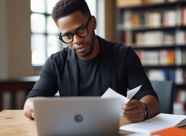 A professional consultant reviewing business documents with a client in a bright office.
