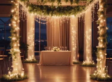 Image of a beautifully decorated social event with guests enjoying the atmosphere.