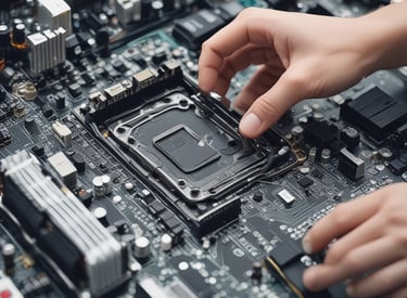 Customer receiving hands-on support from a technician at a service desk.