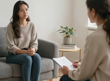 A calm workspace with sensory-friendly tools and soft lighting.