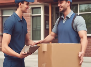 A happy customer receiving their order with a smile.