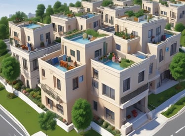 Icon of a cozy residential compound with homes.