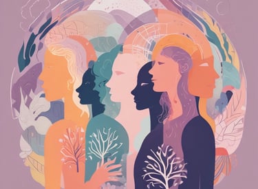 A thoughtful therapist listening attentively to a client in a cozy setting