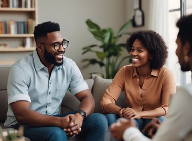 A warm, colorful therapy room with toys and art supplies inviting a child to feel safe.