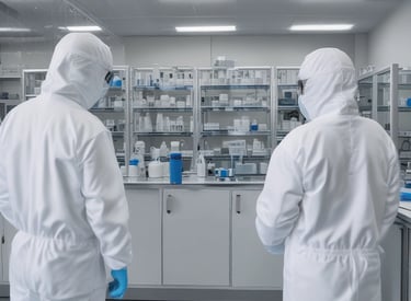 Lab technician analyzing peptide samples using advanced chromatography equipment.