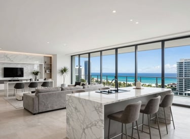 A bright interior shot showcasing energy-efficient appliances and natural light.