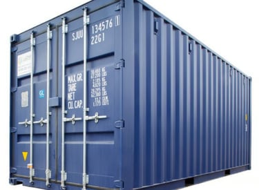 a blue container container with a white background