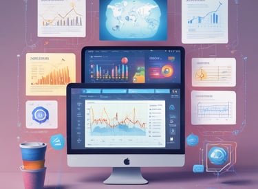 A vibrant workspace showing a team analyzing digital marketing data on multiple screens.
