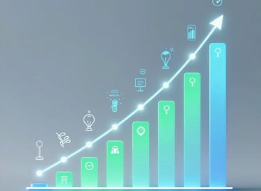 Illustration of a growing bar chart symbolizing constant evolution and improvement.