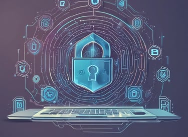 A shield icon overlaying a network grid symbolizing strong cybersecurity defenses.