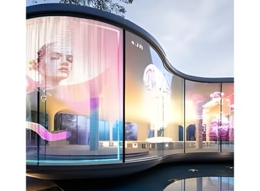 verre LED transparent vitrine vitrine magasin avec LED glass écran LED glass sur vitrage film LED