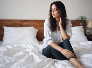 Illustration of calming techniques like breathing exercises and mindfulness icons.