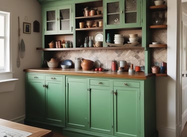 Close-up of a craftsman fitting a custom wooden cupboard in a kitchen.