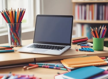 A cozy reading nook with a cup of tea and an open blog post about ESL teaching strategies.