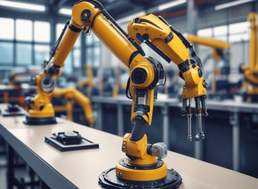 Close-up of a custom-built robotic arm assembling small electronic parts.