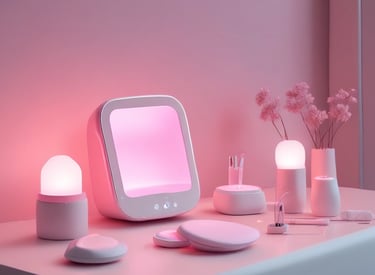 Set of elegant skin rollers and gua sha stones resting on a soft pink fabric.