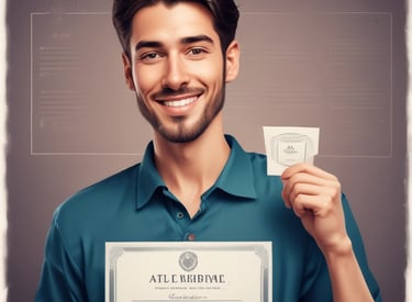 Close-up of a smiling young woman holding her beauty certificate proudly.
