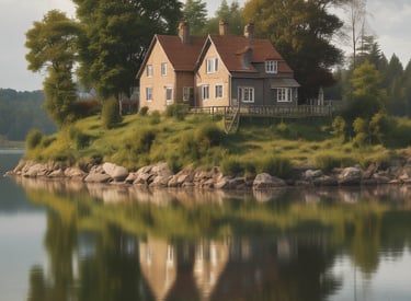 Couple happily reviewing paperwork inside a cozy new home.