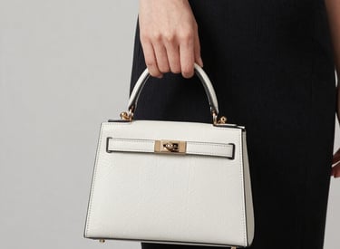 A selection of trendy handbags displayed on a modern shelf with soft lighting.