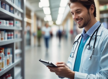 A well-organized medical equipment storage room with various healthcare devices neatly arranged.