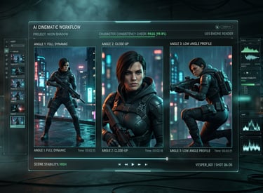 Cinematic AI generation showing character consistency for vertical short dramas.