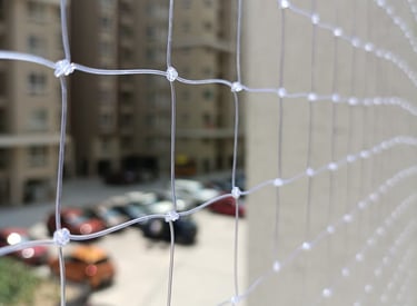 Balcony safety net installation in progress at Sarjapur, Bangalore.