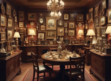 A warm, inviting antique shop interior with wooden furniture and vintage decor in Bodrum.